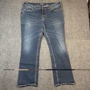 Silver Jeans Suki Mid Rise Slim Boot Womens Dark Wash Flap Pocket Denim Sz 20